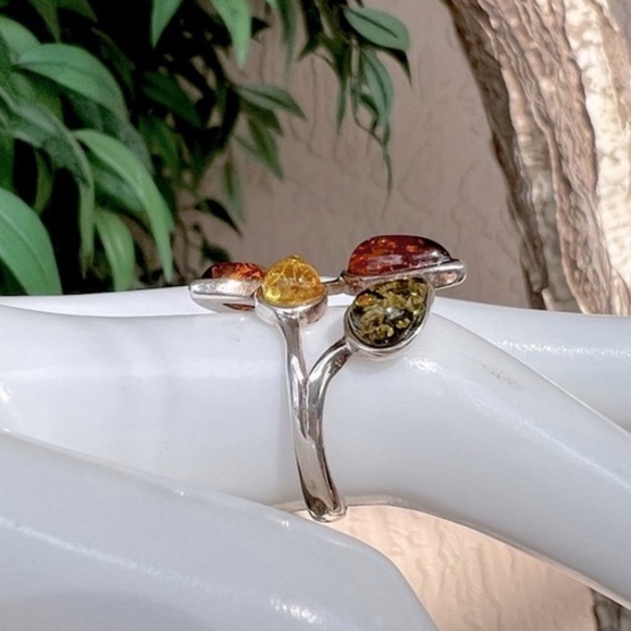 Multicolor Baltic Amber Sterling Silver Ring - Picture 6 of 8